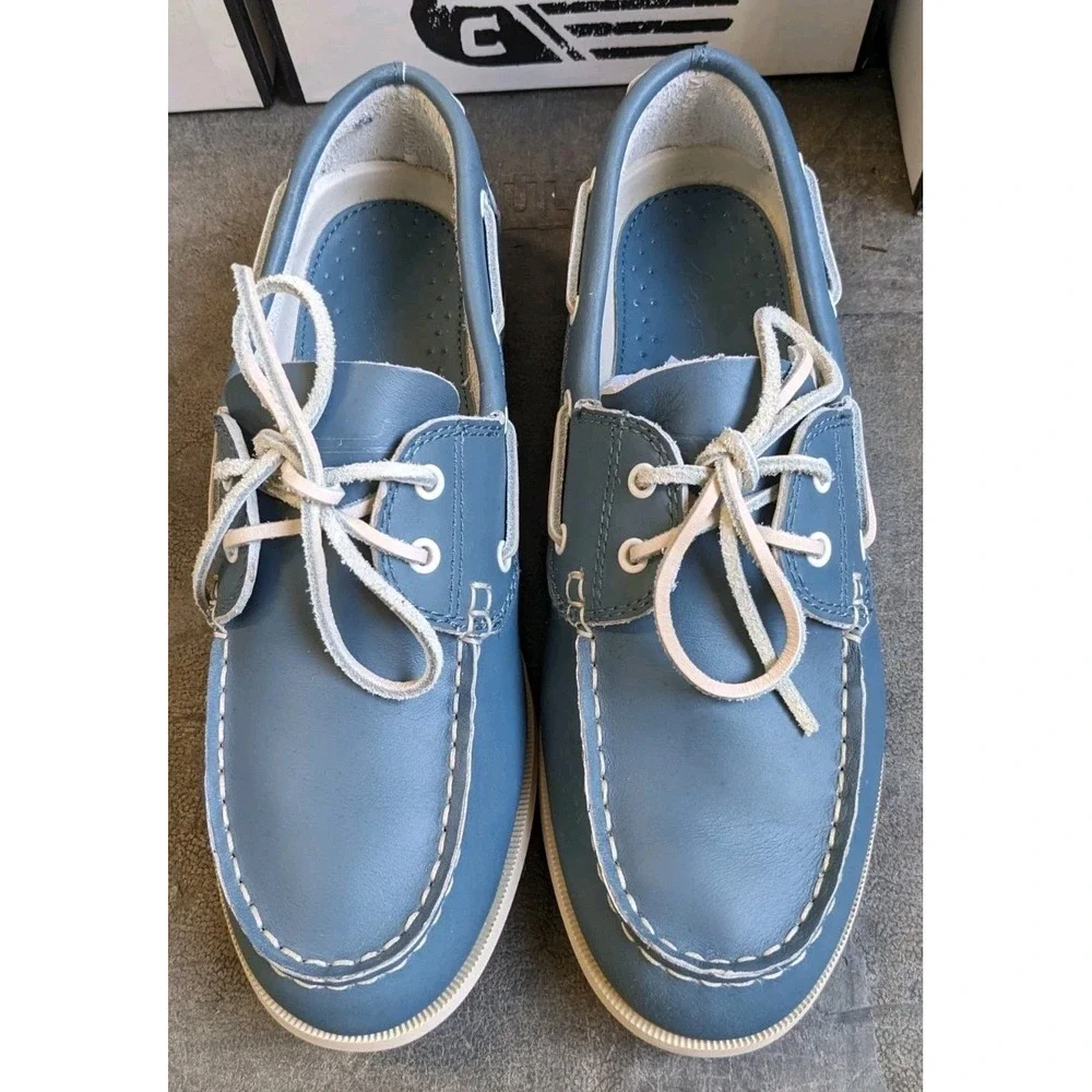 New Canoos Golf Shoes Women's 7.5 Steele Blue Leather 2.0 Boat Shoe Loafer